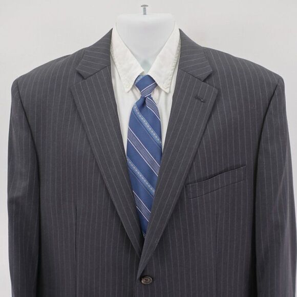 Ralph Lauren Wool Gray Striped 2 Button Suit Jacket 44R Tagged 46R - Picture 1 of 13